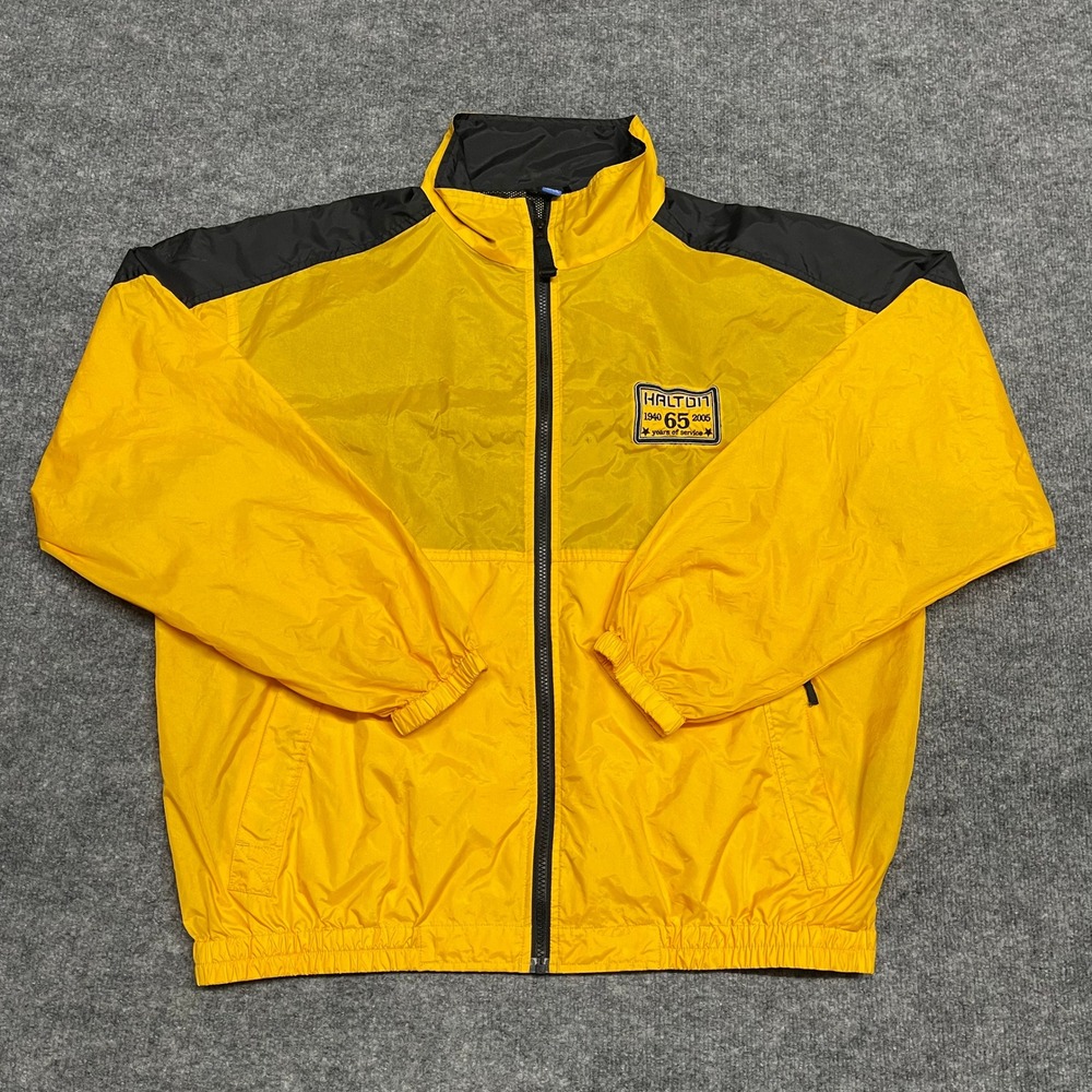 Dunbrooke Sport Jacket Men XL Yellow Windbreaker Halton 65Years Service Workwear